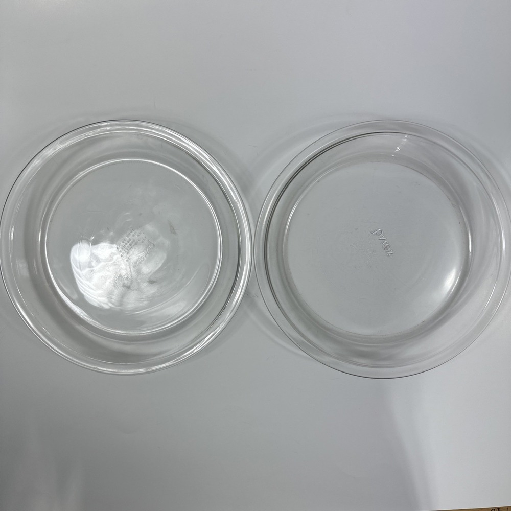 2‎ Vintage Pyrex Pie Baking Dish Pan Corning USA #209 Glass  9 inch